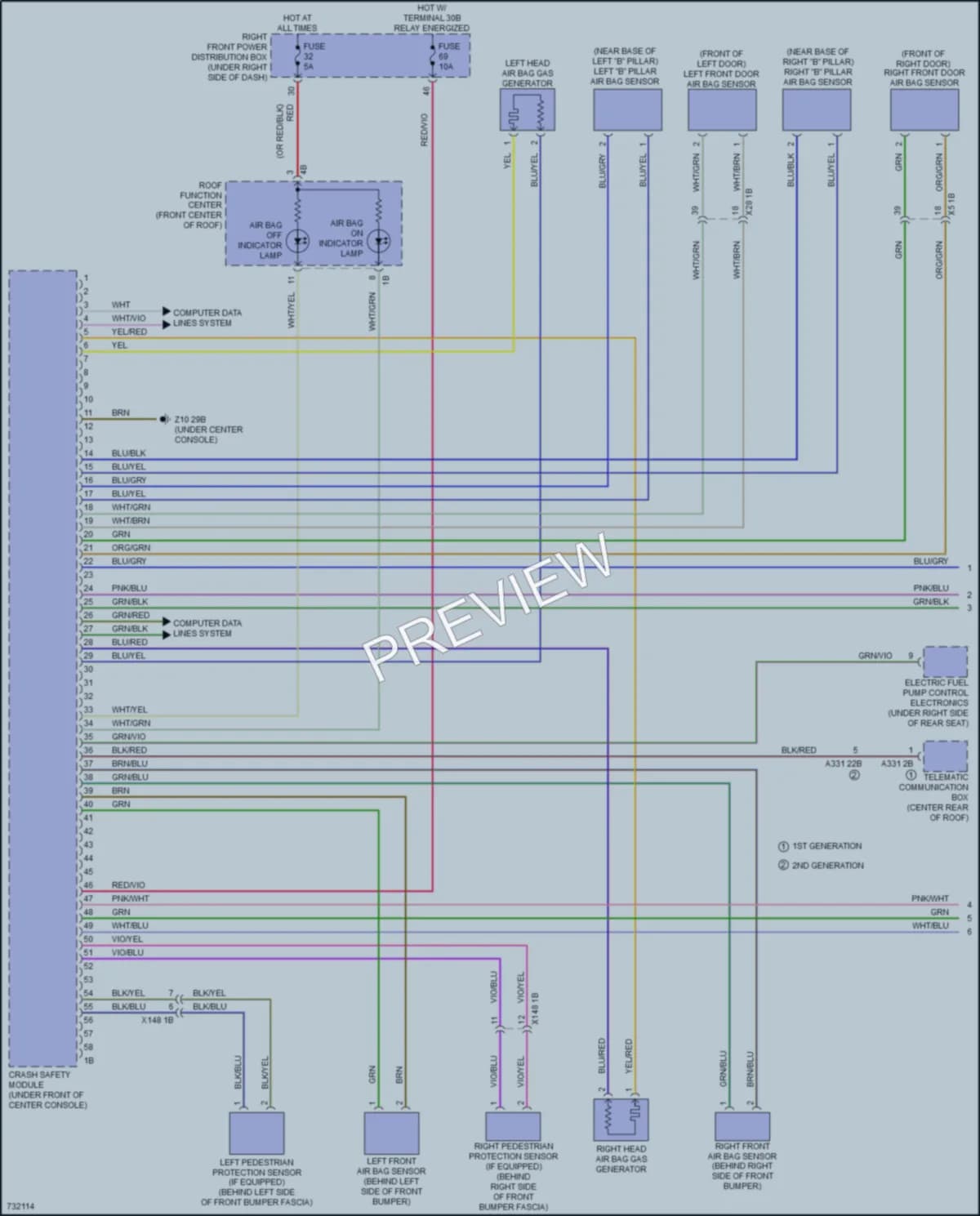 2020 BMW 540i Supplemental Restraints wiring diagram preview
