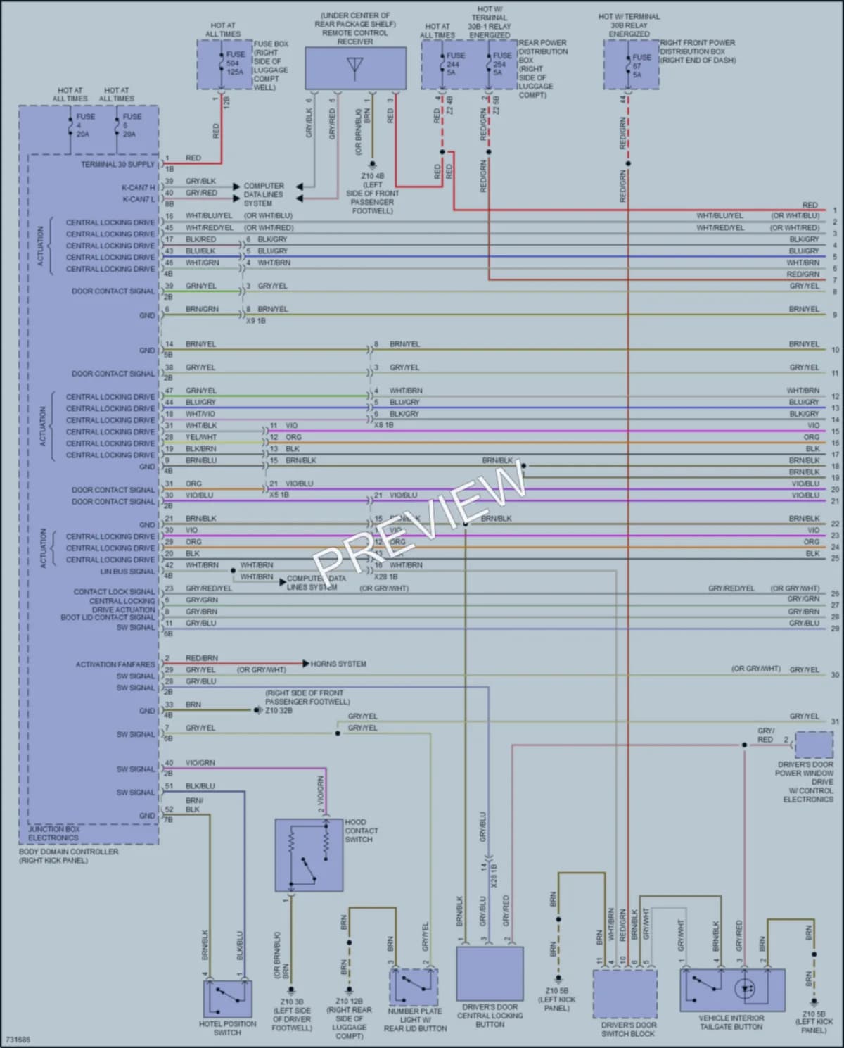 2020 BMW 740i Power Door Locks wiring diagram preview