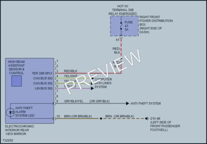 2020 BMW 740i Power Mirrors wiring diagram preview