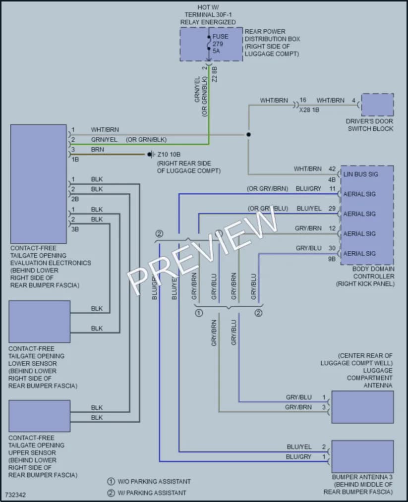 2020 BMW 740i Trunk Tailgate Fuel Door wiring diagram preview