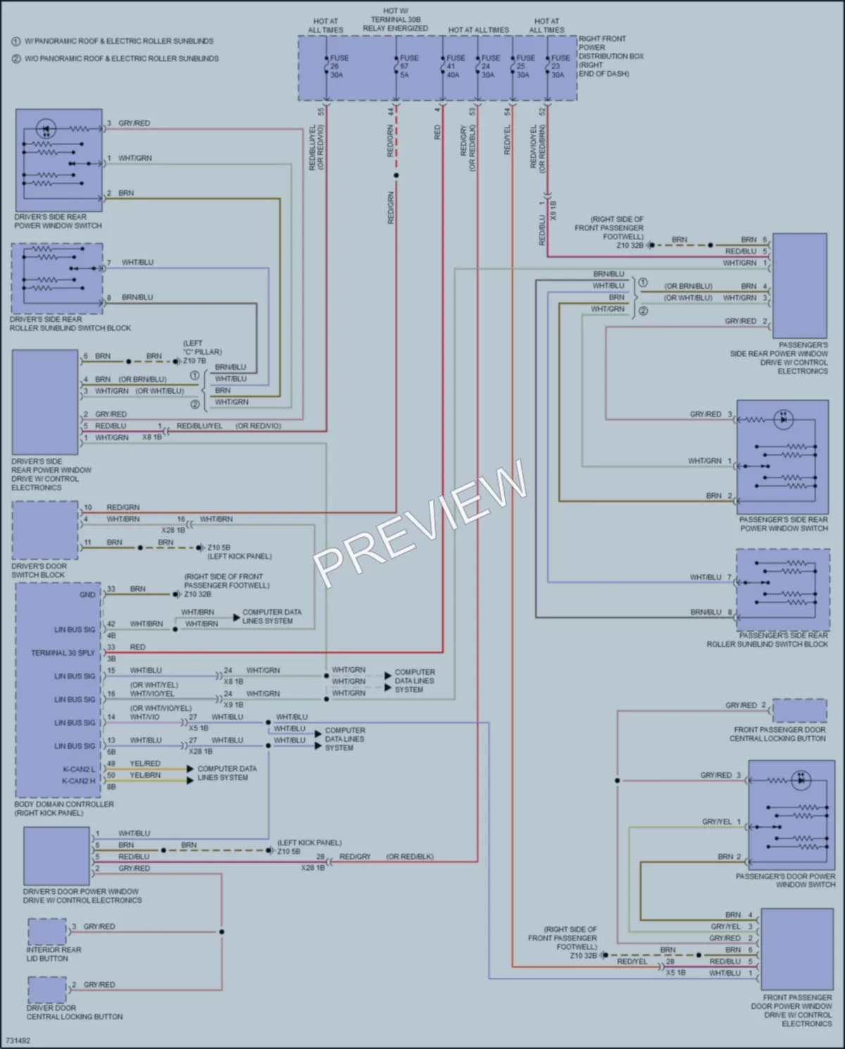 2020 BMW 750i Power Windows wiring diagram preview