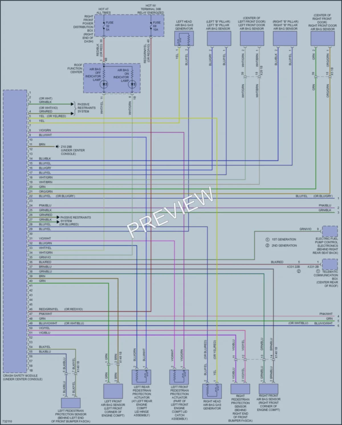 2020 BMW 750i Supplemental Restraints wiring diagram preview