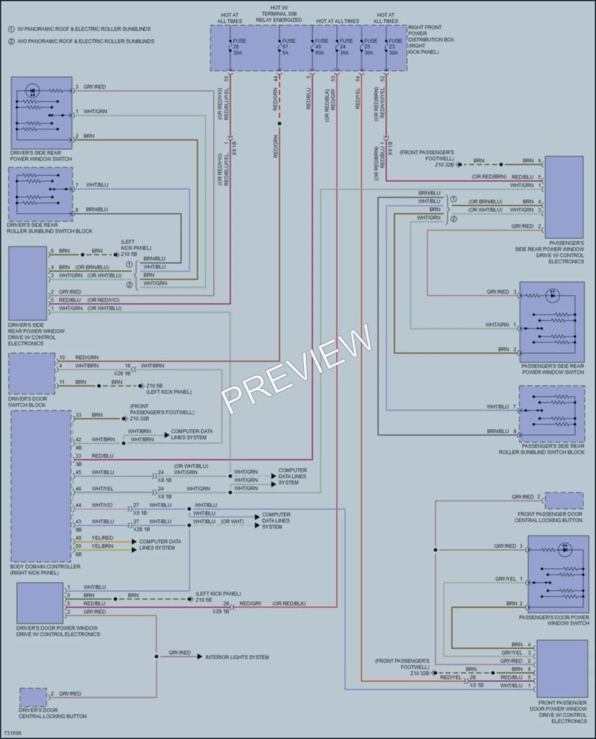 2020 BMW 840i Power Windows wiring diagram preview