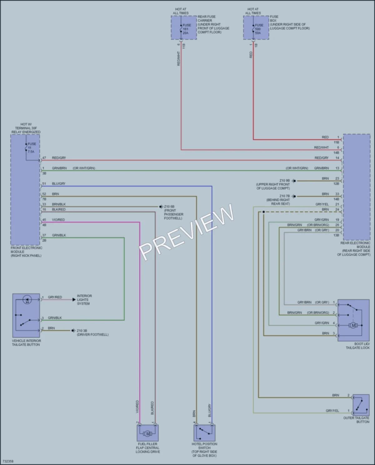 2020 BMW M240i Trunk Tailgate Fuel Door wiring diagram preview