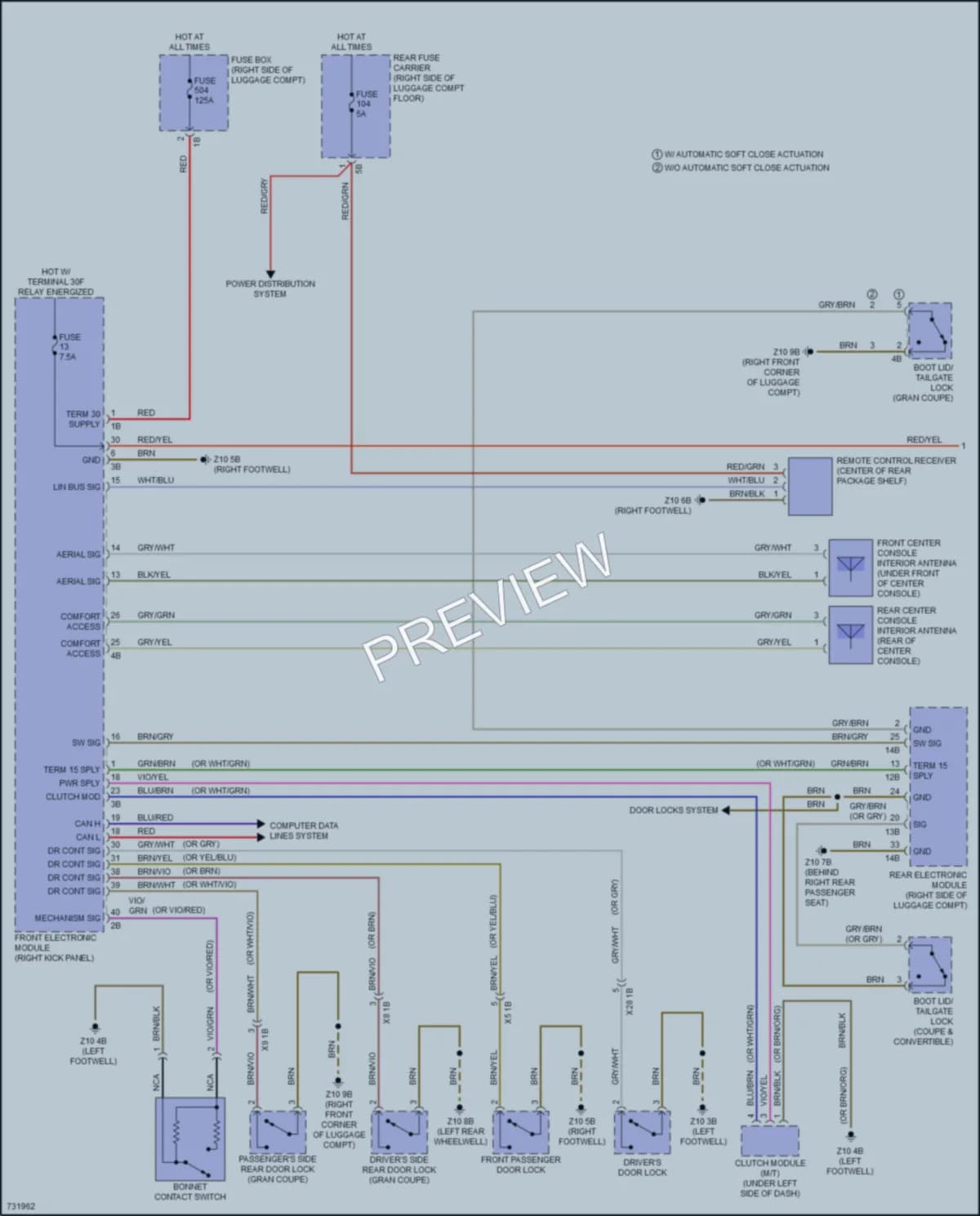 2020 BMW M4 Anti Theft wiring diagram preview