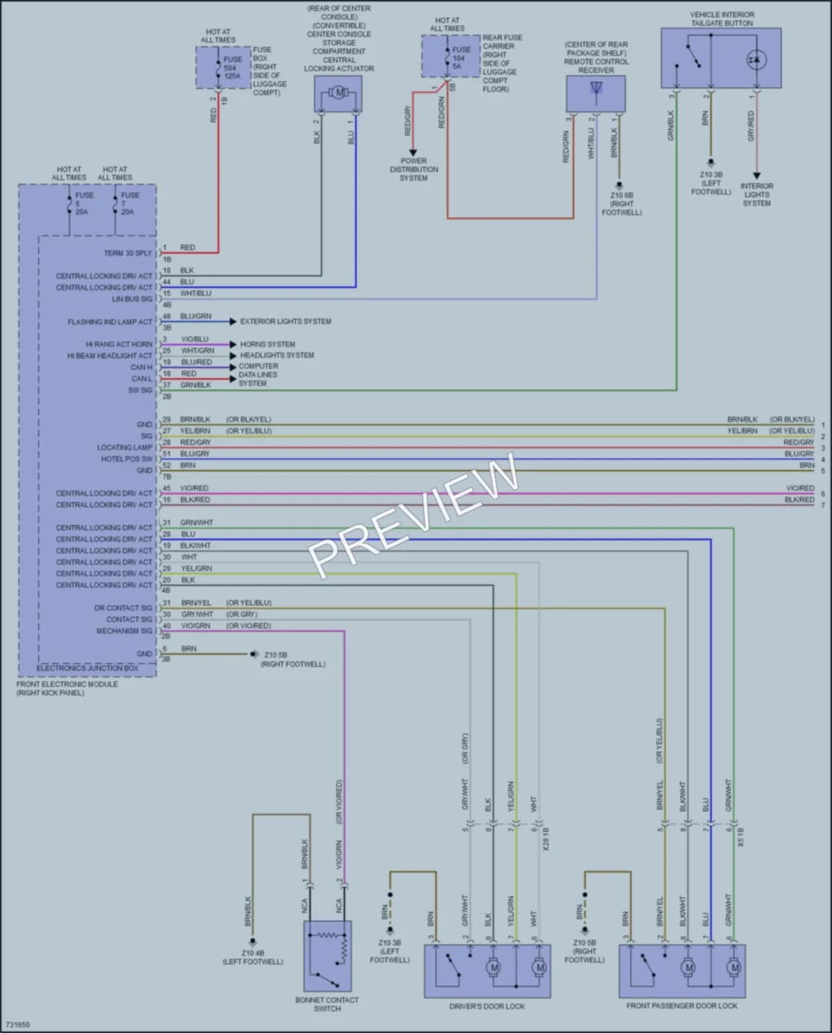 2020 BMW M4 Power Door Locks wiring diagram preview