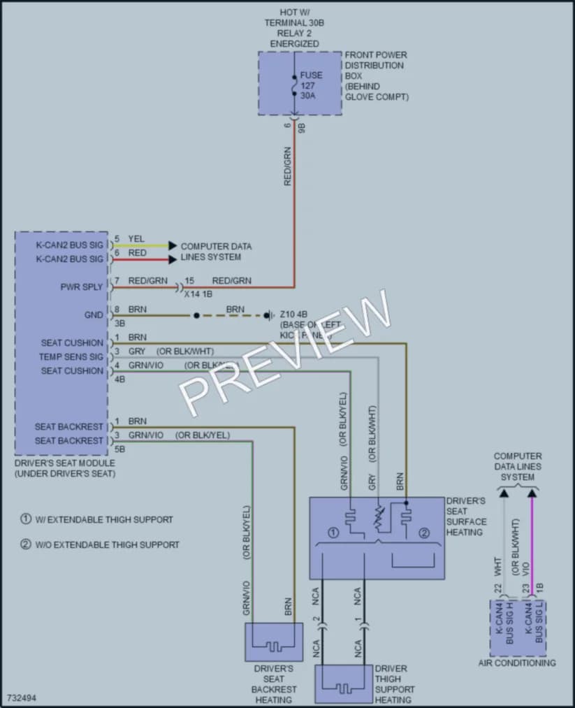 2020 BMW X1 Power Seats wiring diagram preview
