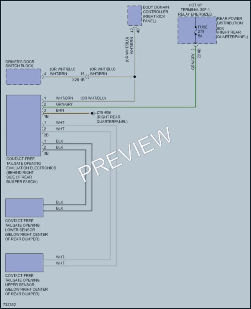 2020 BMW X4 Trunk Tailgate Fuel Door wiring diagram preview