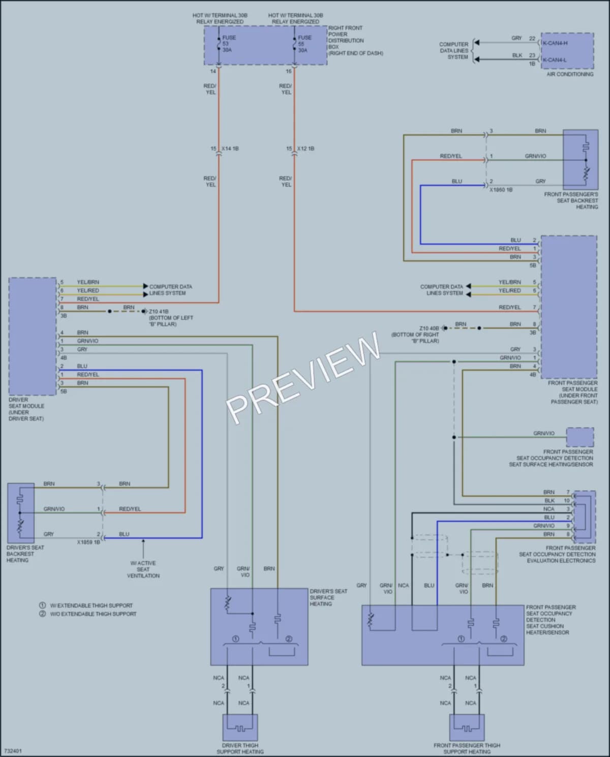 2020 BMW X4M Power Seats wiring diagram preview