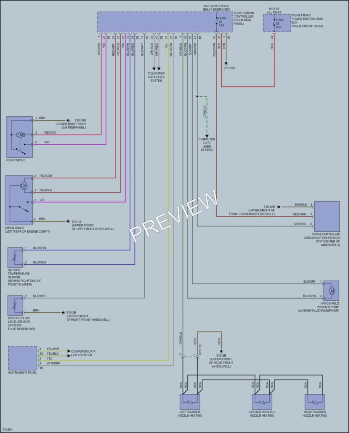 2020 BMW X4M Wiper Washer wiring diagram preview