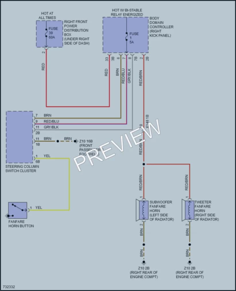 2020 BMW X5 Horn wiring diagram preview