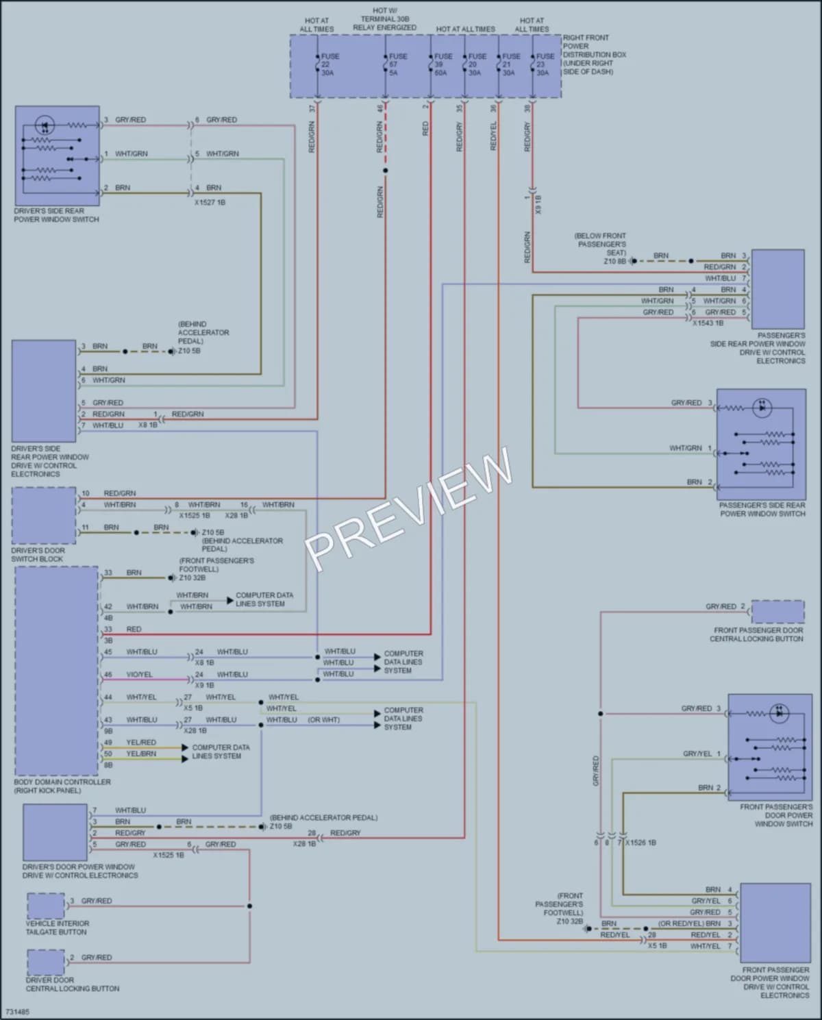 2020 BMW X5 Power Windows wiring diagram preview