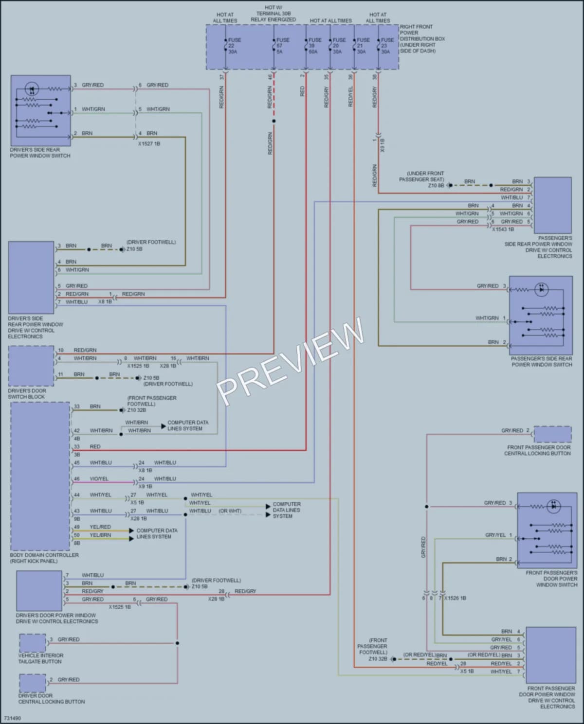2020 BMW X6 Power Windows wiring diagram preview