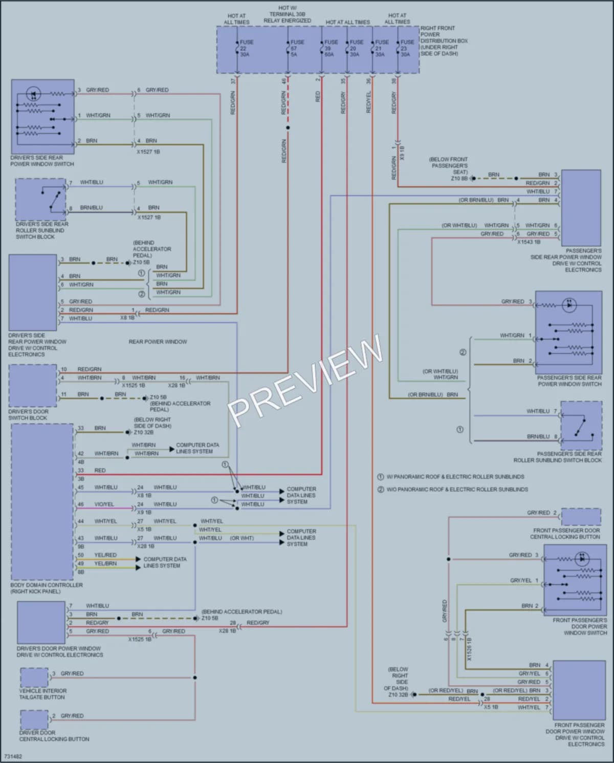 2020 BMW X7 Power Windows wiring diagram preview