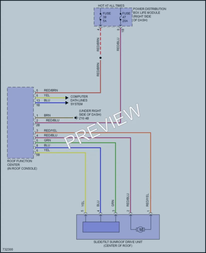 2020 BMW i3s Power Top Sunroof wiring diagram preview