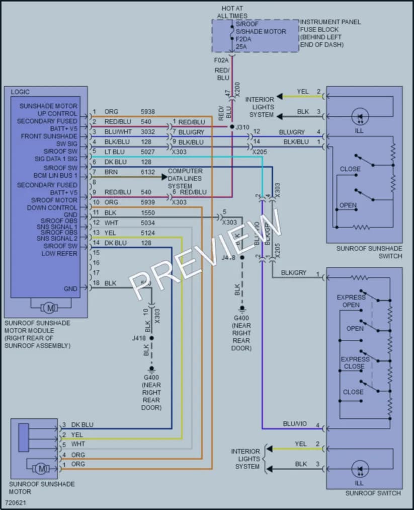2020 Buick EncoreGX Power Top Sunroof wiring diagram preview