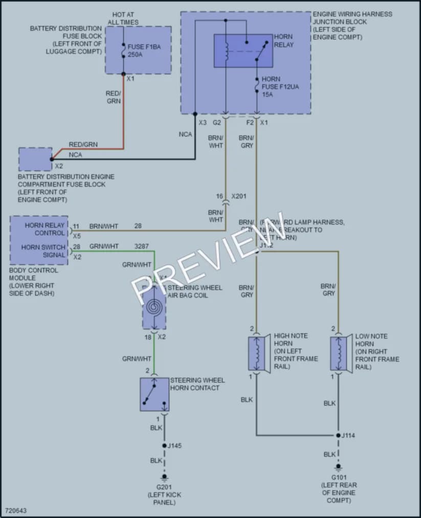 2020 Cadillac CT5V Horn wiring diagram preview