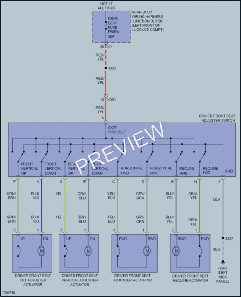 2020 Cadillac CT5V Power Seats wiring diagram preview