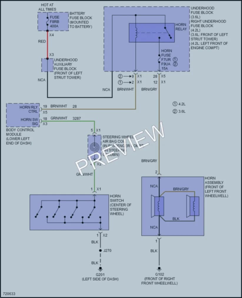 2020 Cadillac CT6 Horn wiring diagram preview