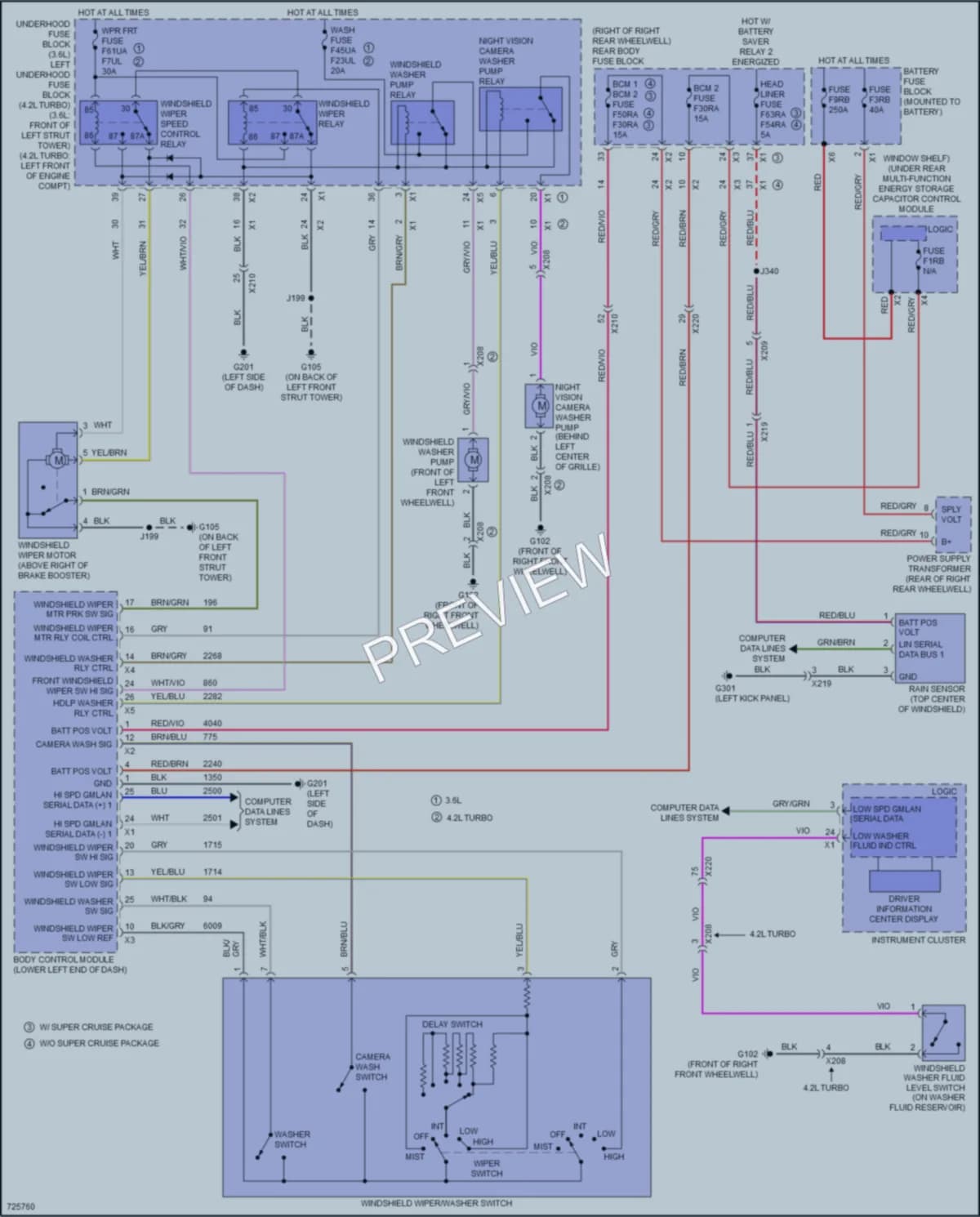 2020 Cadillac CT6 Wiper Washer wiring diagram preview