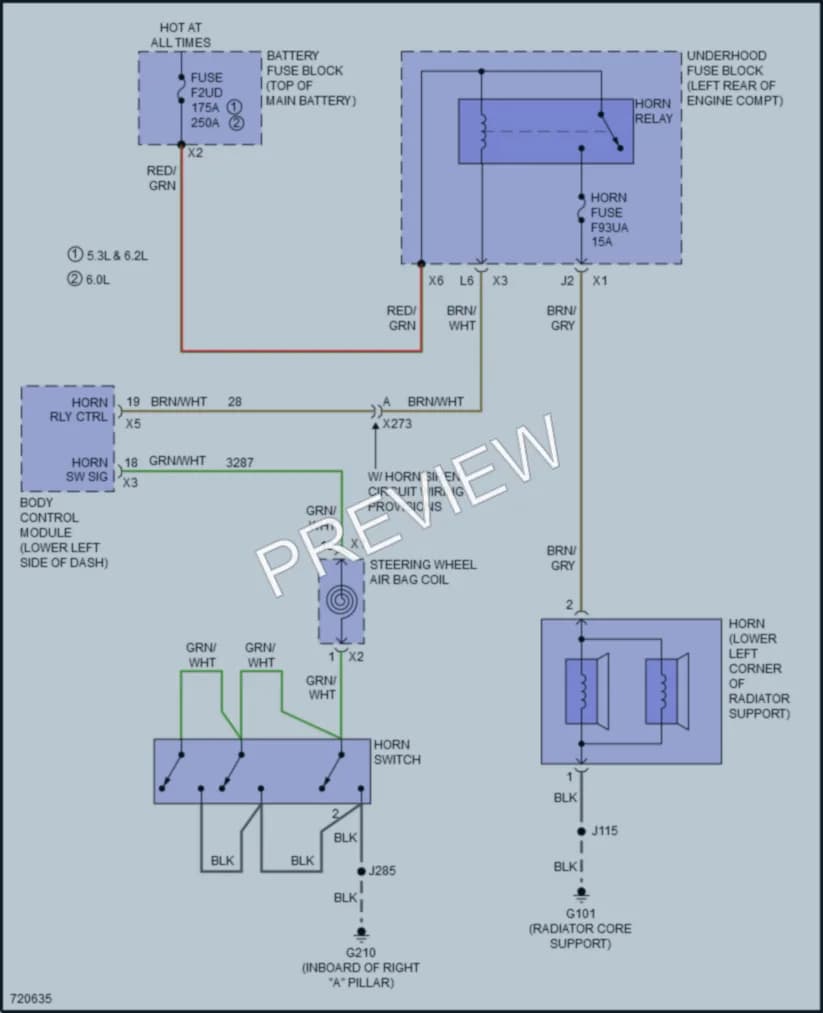 2020 Cadillac EscaladeESV Horn wiring diagram preview