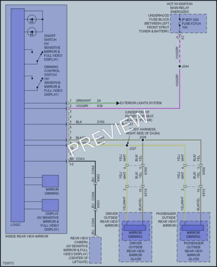 2020 Cadillac XT4 Power Mirrors wiring diagram preview
