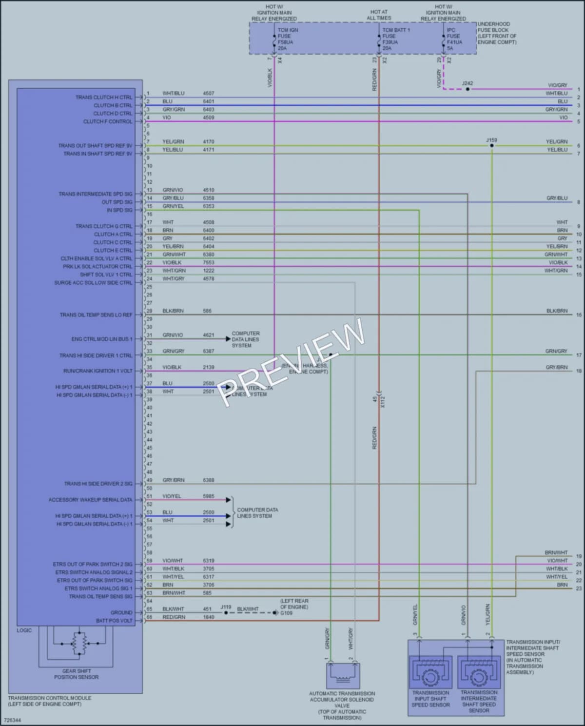 2020 Cadillac XT5 Transmission wiring diagram preview