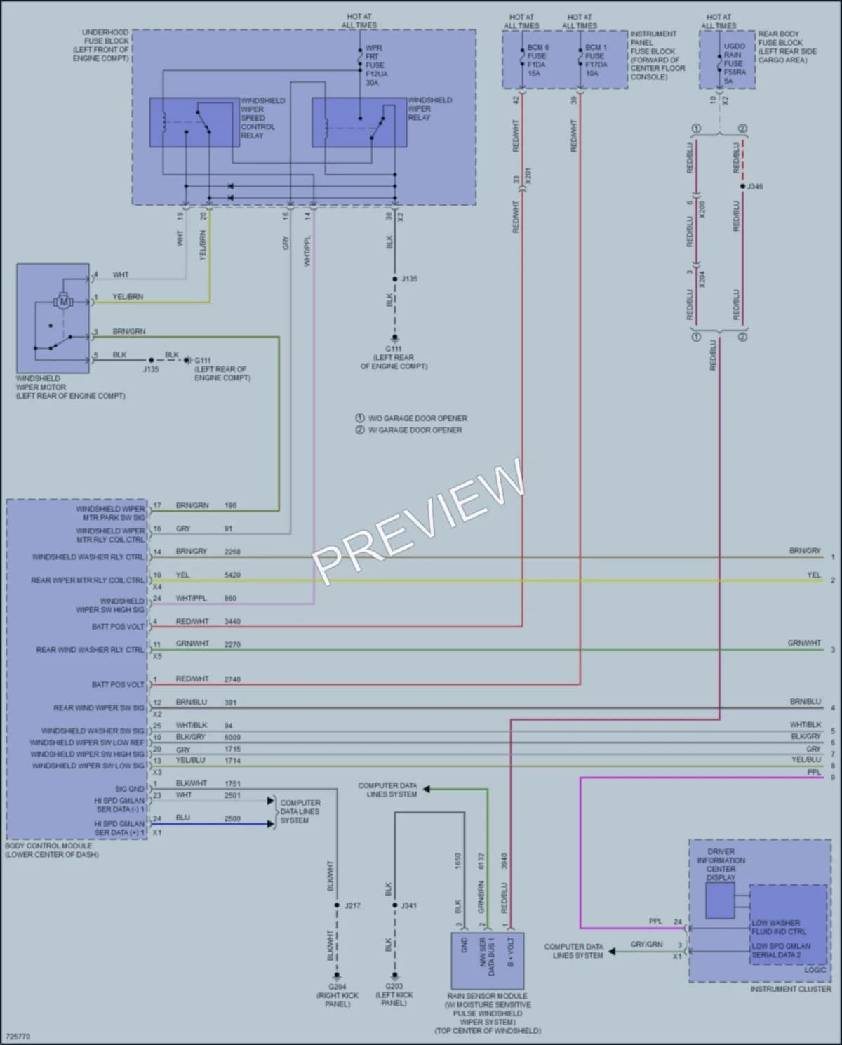 2020 Cadillac XT5 Wiper Washer wiring diagram preview