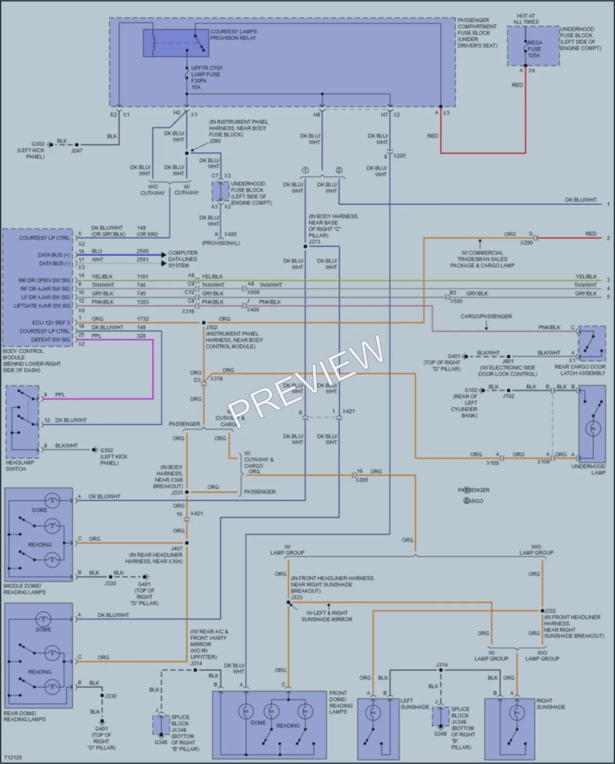 2020 Chevrolet 2500Express Interior Lights wiring diagram preview