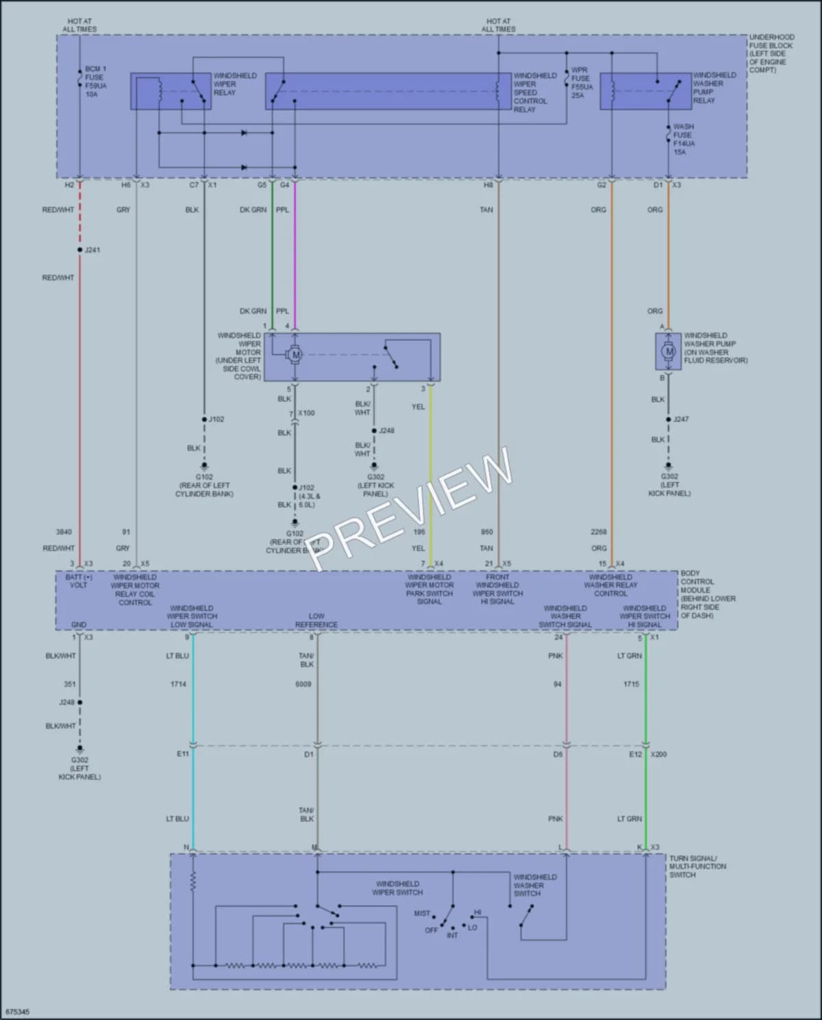 2020 Chevrolet 2500Express Wiper Washer wiring diagram preview