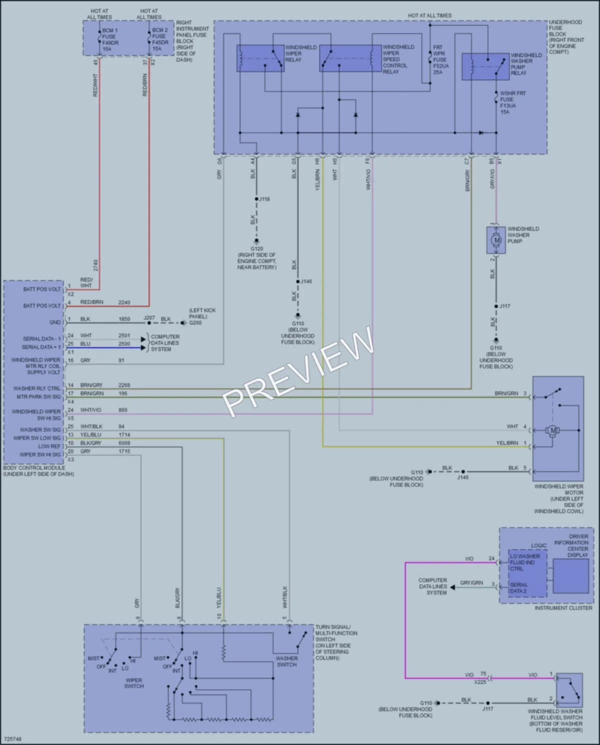 2020 Chevrolet 3500HDSilverado Wiper Washer wiring diagram preview