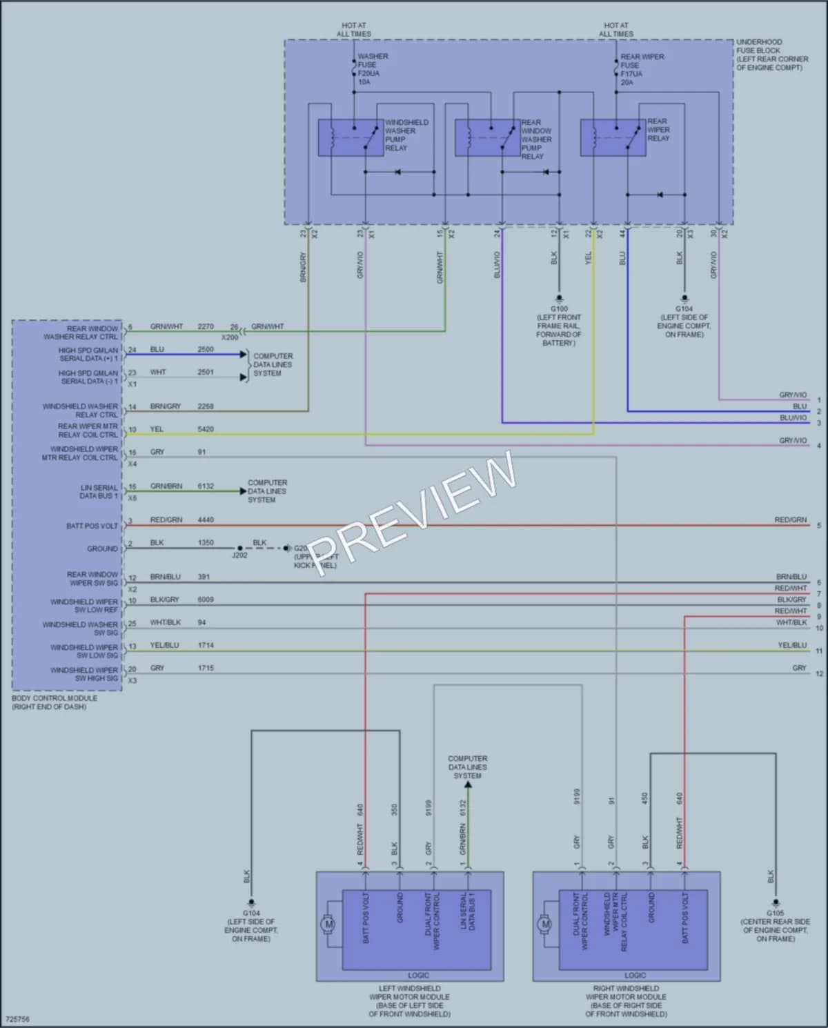 2020 Chevrolet BoltEV Wiper Washer wiring diagram preview