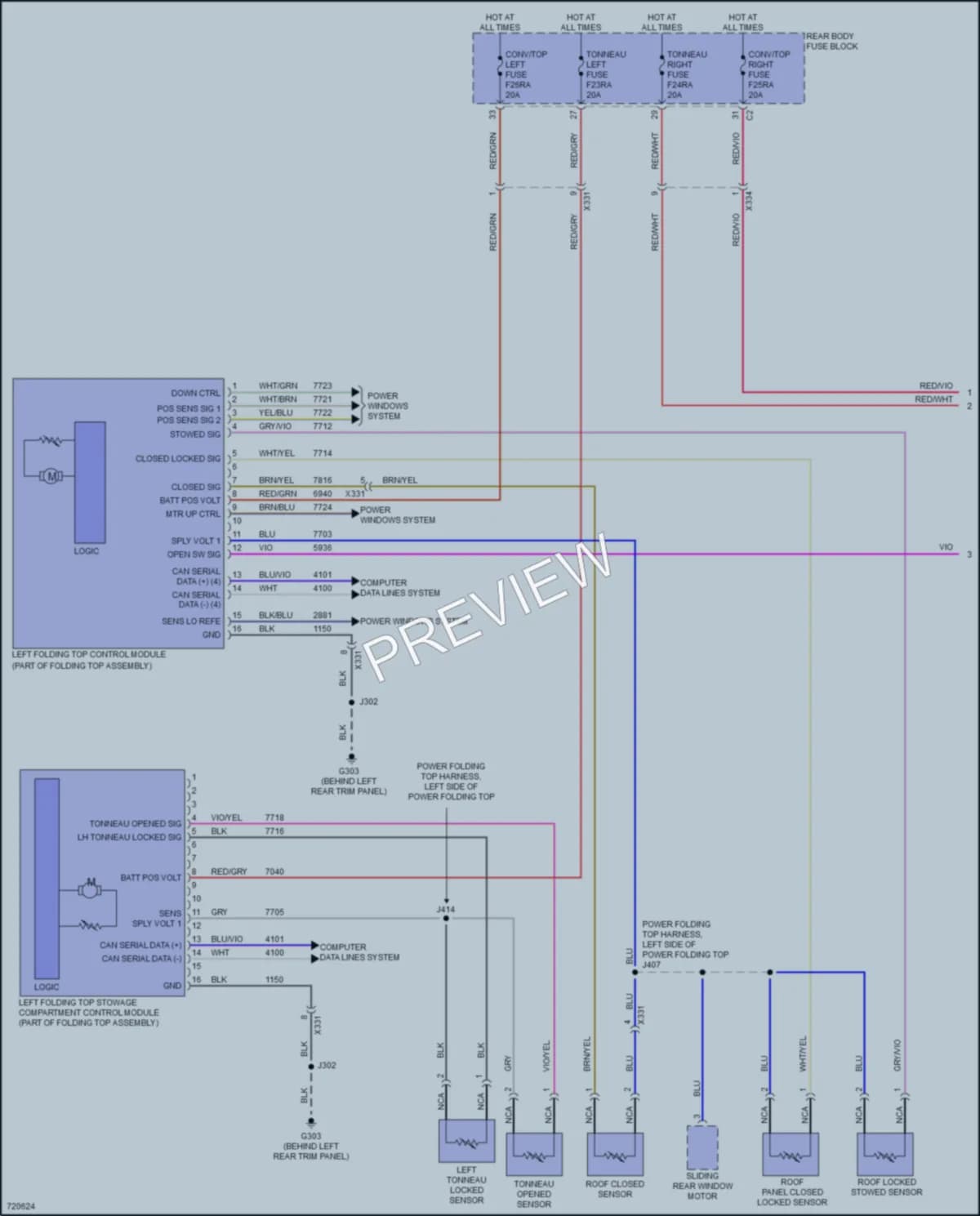 2020 Chevrolet CorvetteStingray Power Top Sunroof wiring diagram preview