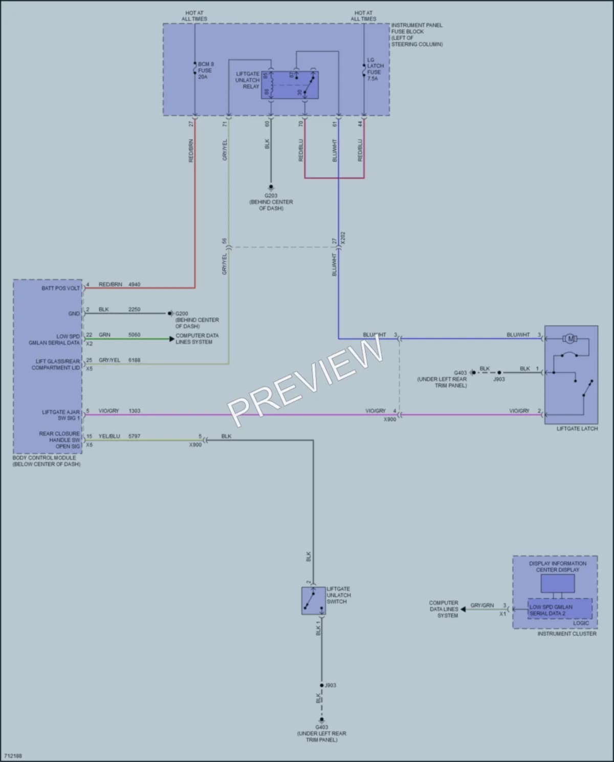 2020 Chevrolet Equinox Trunk Tailgate Fuel Door wiring diagram preview