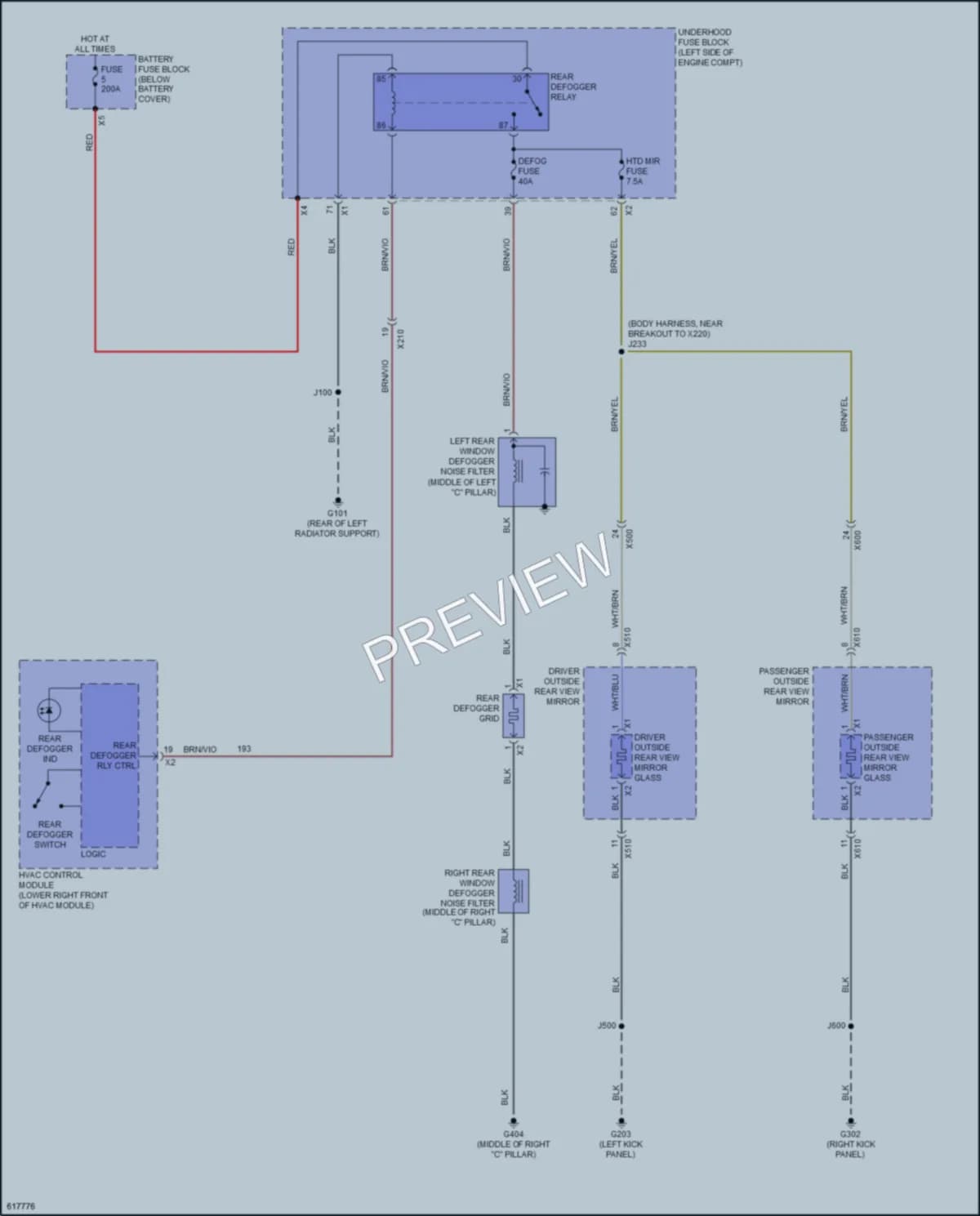 2020 Chevrolet Impala Defoggers wiring diagram preview
