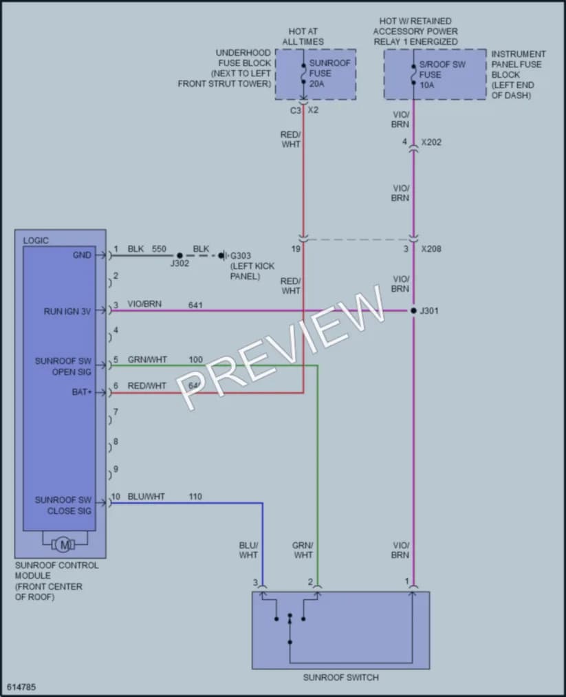2020 Chevrolet Sonic Power Top Sunroof wiring diagram preview