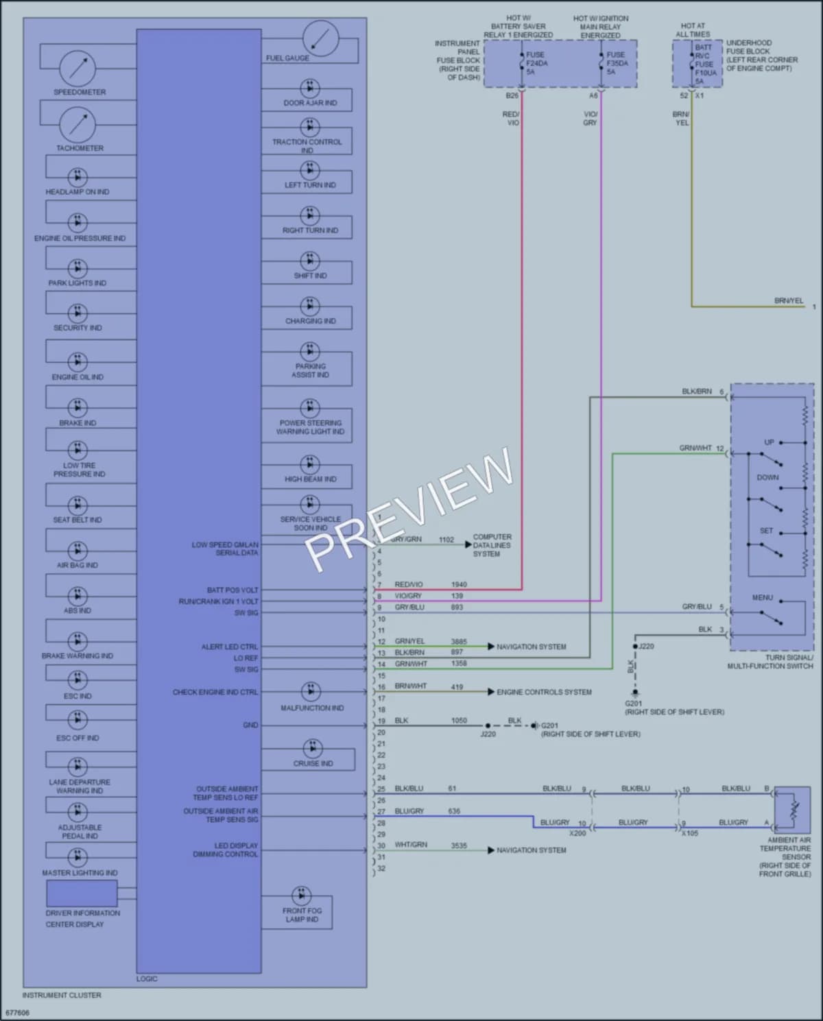 2020 Chevrolet Spark Instrument Cluster wiring diagram preview