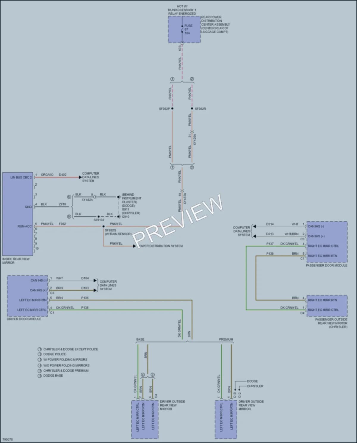 2020 Chrysler 300 Power Mirrors wiring diagram preview