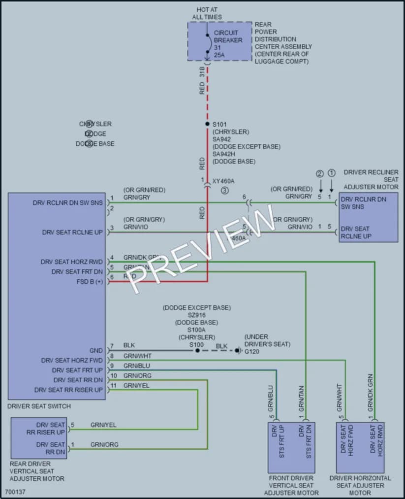 2020 Chrysler 300 Power Seats wiring diagram preview
