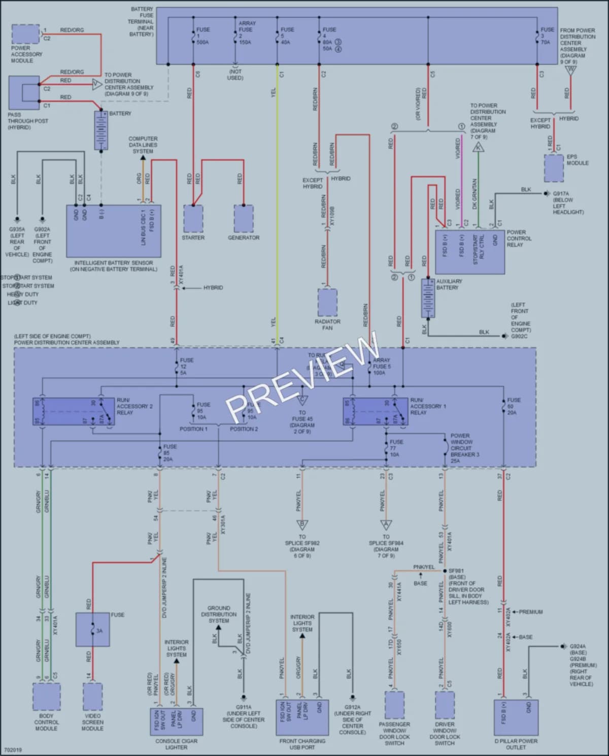 2020 Chrysler PacificaHybrid Power Distribution wiring diagram preview
