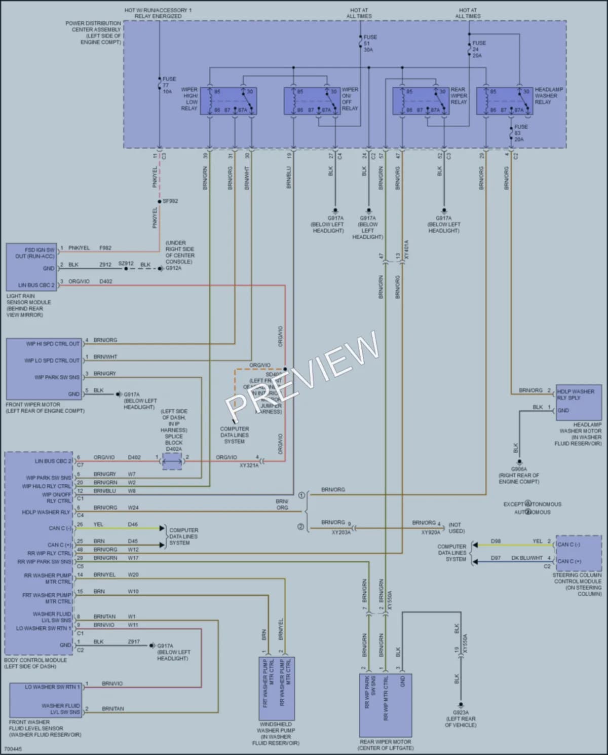2020 Chrysler PacificaHybrid Wiper Washer wiring diagram preview