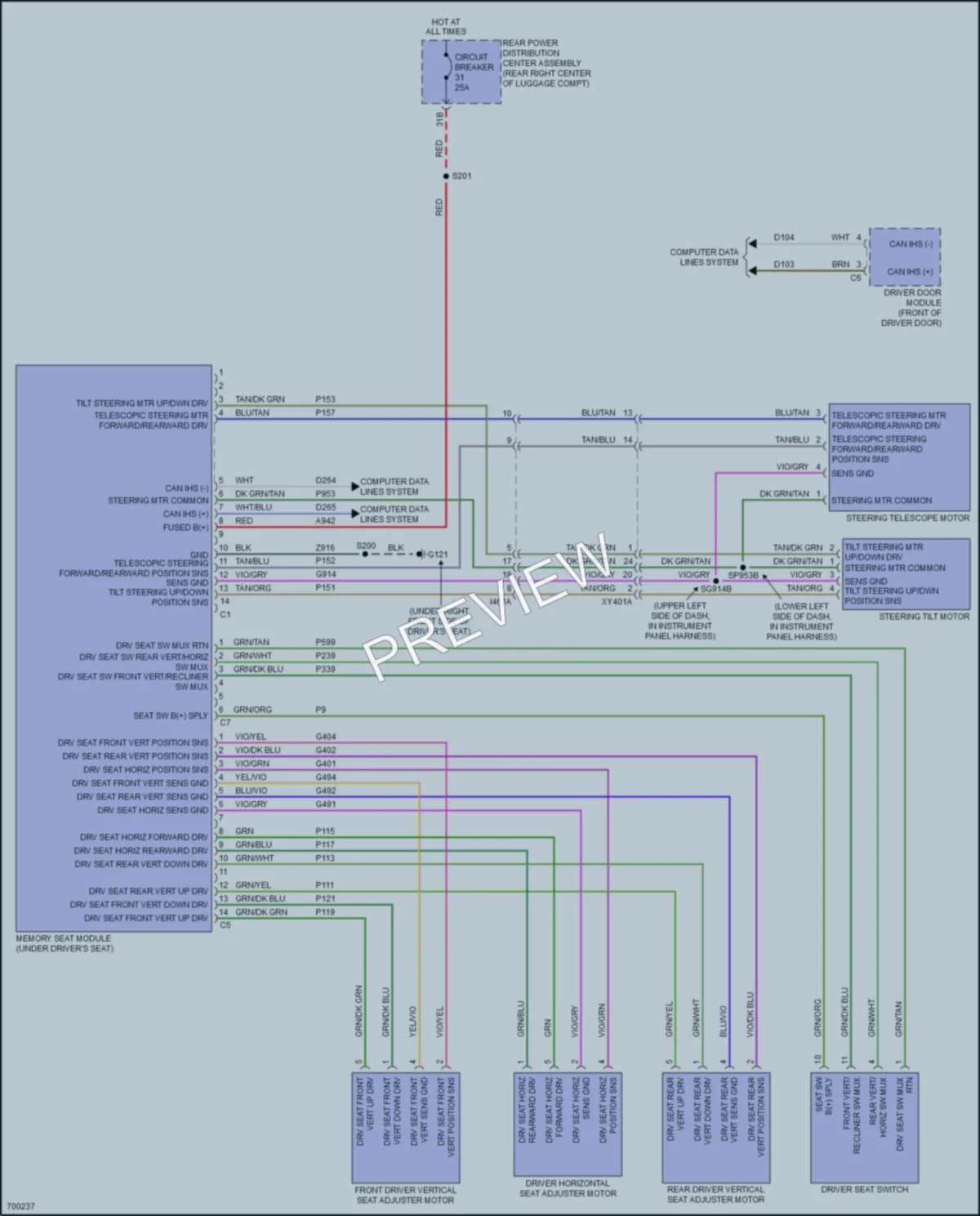 2020 Dodge Challenger Memory Systems wiring diagram preview