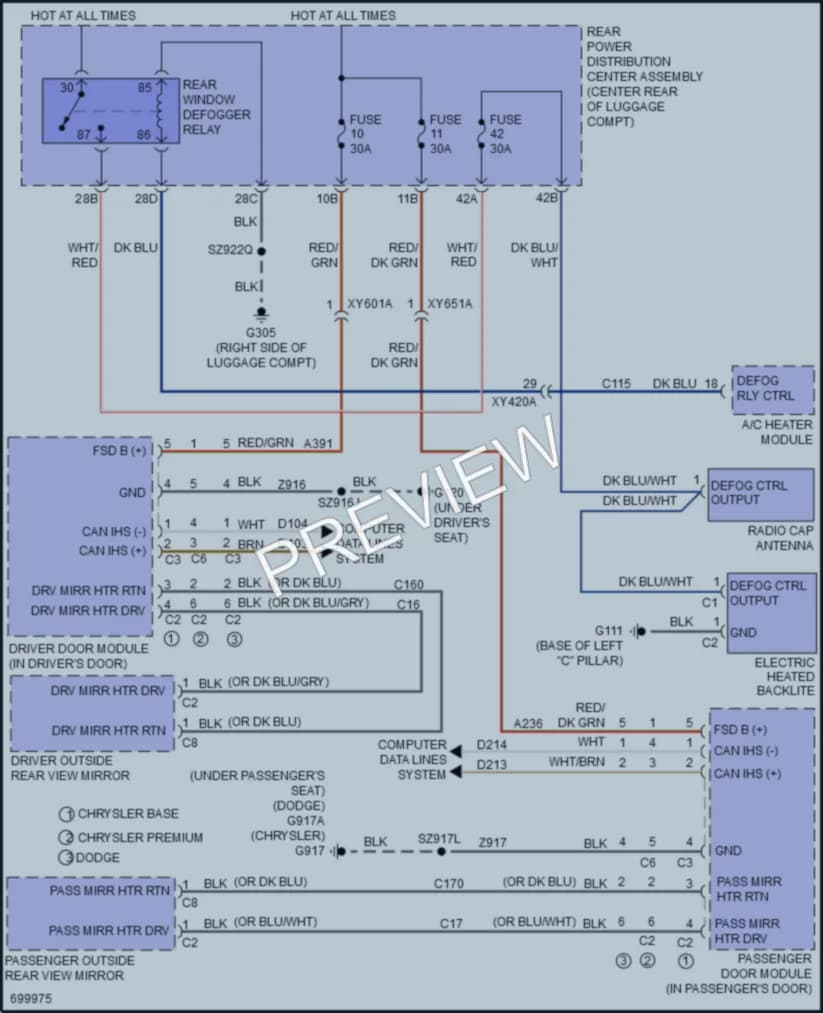 2020 Dodge Charger Defoggers wiring diagram preview