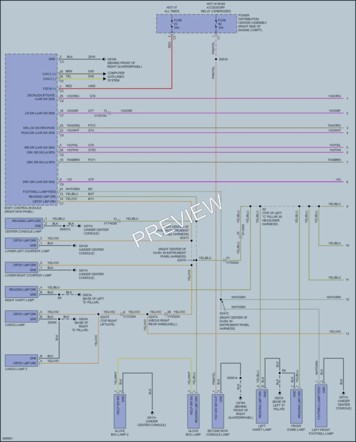 2020 Dodge DurangoPursuit Interior Lights wiring diagram preview