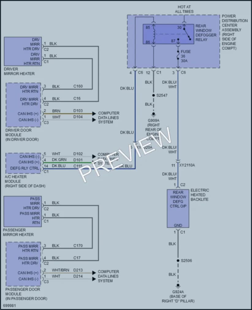 2020 Dodge DurangoSpecialService Defoggers wiring diagram preview
