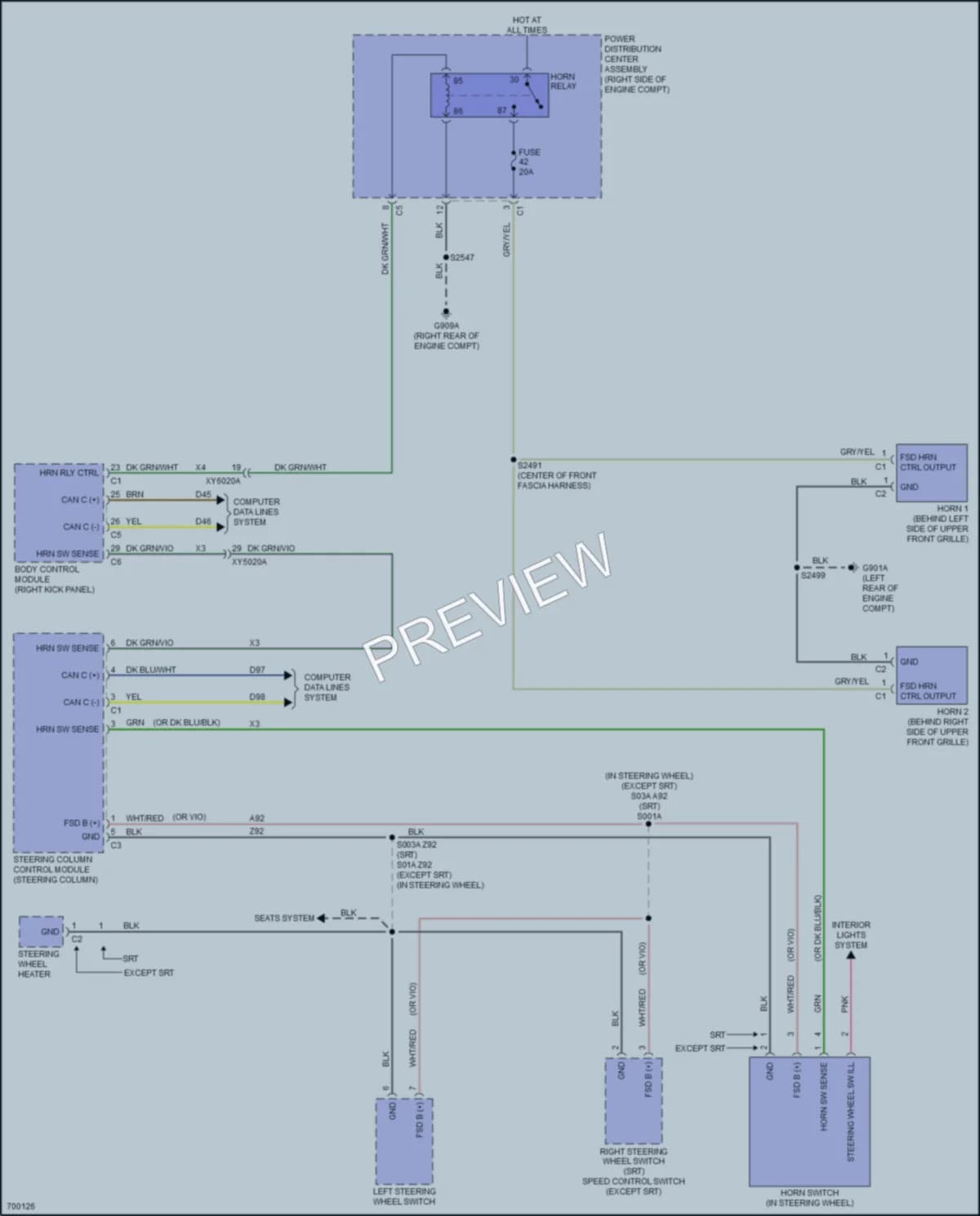 2020 Dodge DurangoSpecialService Horn wiring diagram preview