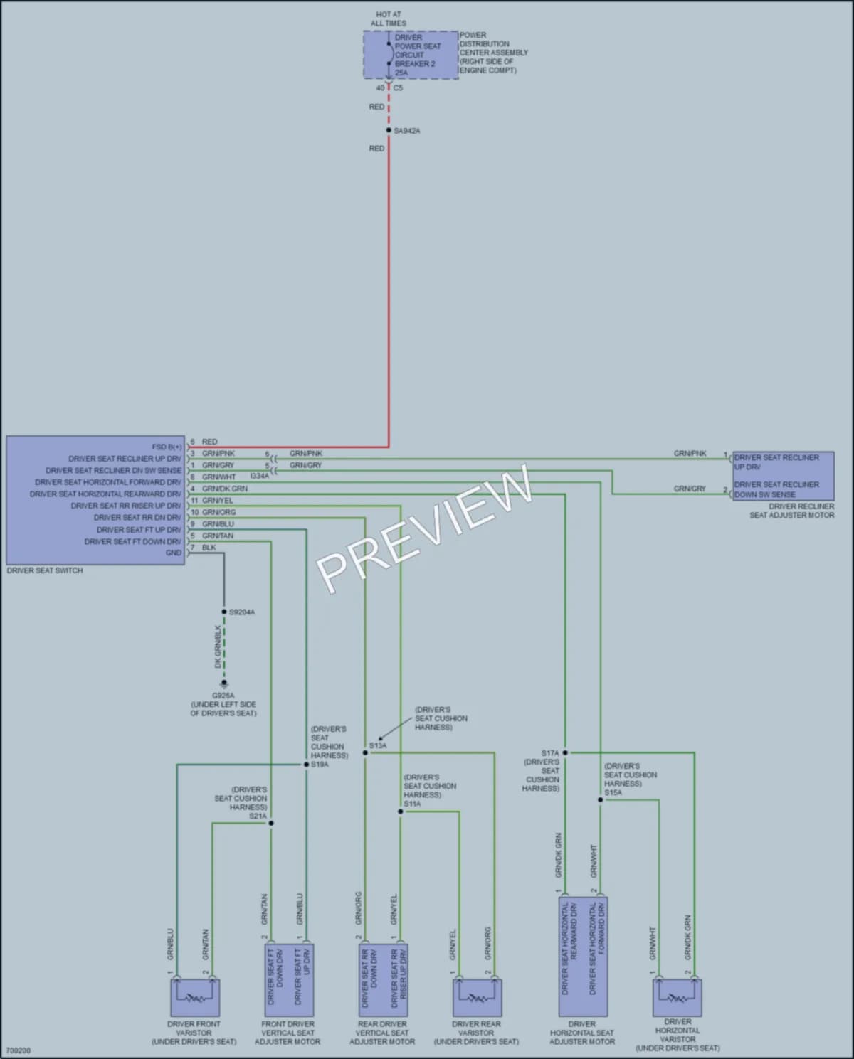 2020 Dodge DurangoSpecialService Power Seats wiring diagram preview
