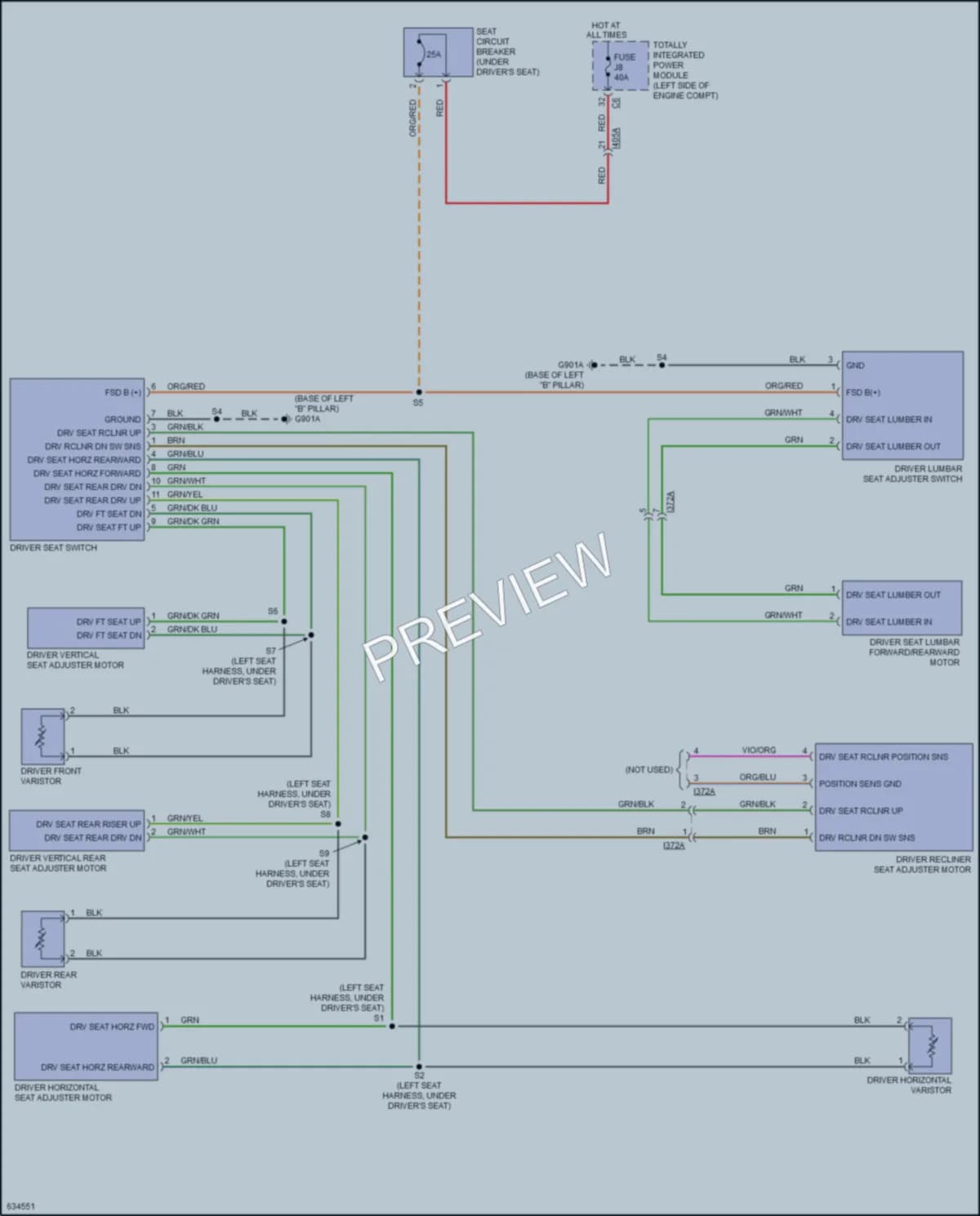 2020 Dodge GrandCaravan Power Seats wiring diagram preview