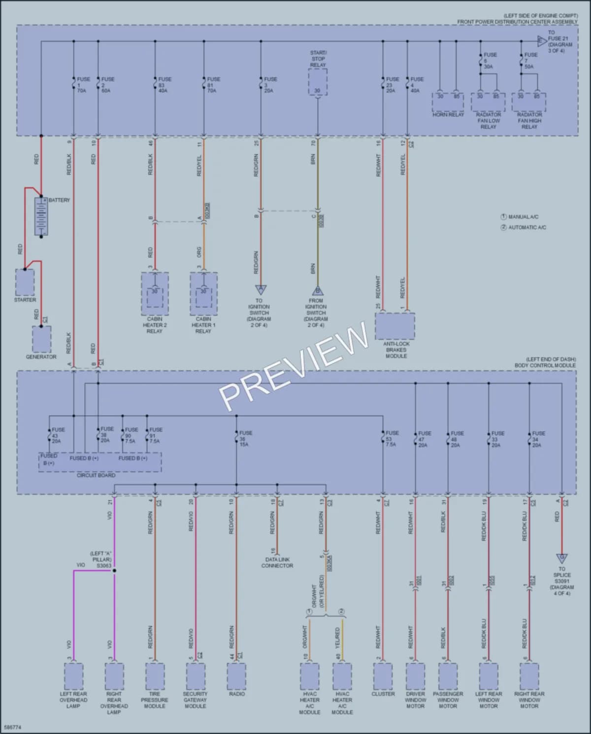 2020 Fiat 500L Power Distribution wiring diagram preview