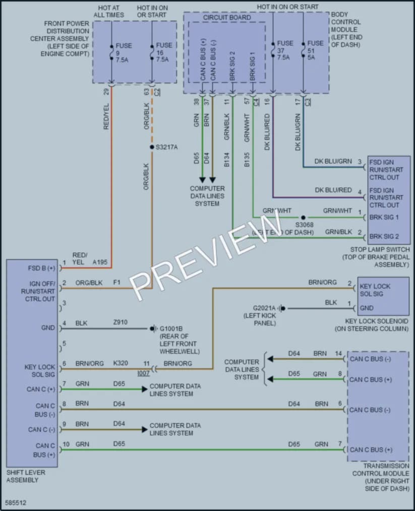 2020 Fiat 500L Shift Interlock wiring diagram preview